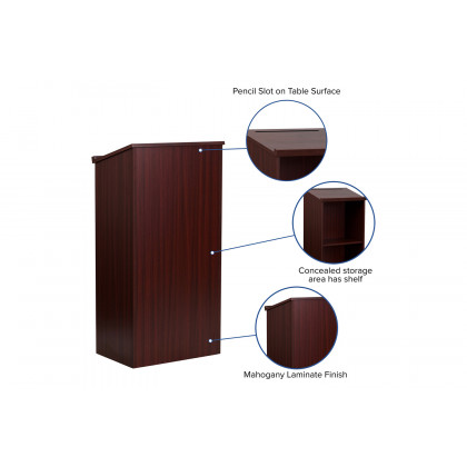 BLNK Mysta Laminate Stand-Up Lectern - Mahogany