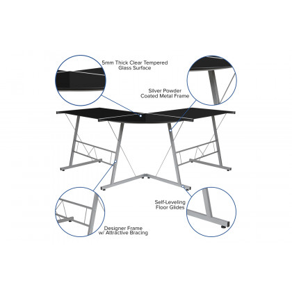 BLNK Ginny L-Shaped Computer Desk - Black