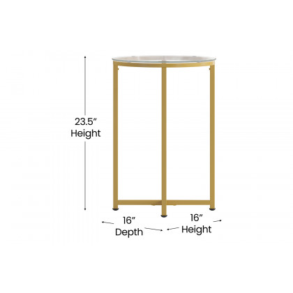 BLNK Greenwich Collection Coffee and End Table Set with Clear Glass Top 3 Piece - Brushed Gold