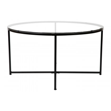 BLNK Greenwich Collection Coffee and End Table Set with Clear Glass Top 3 Piece - Matte Black