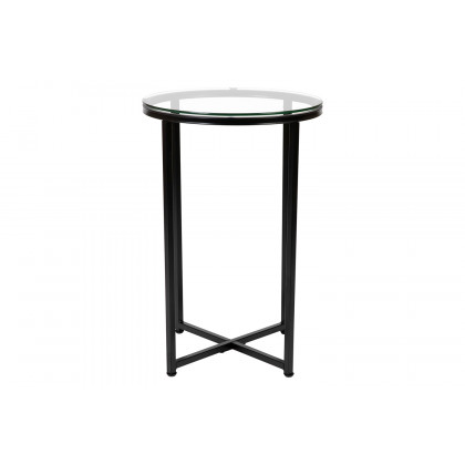 BLNK Greenwich Collection Coffee and End Table Set with Clear Glass Top 3 Piece - Matte Black