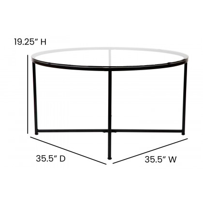 BLNK Greenwich Collection Coffee and End Table Set with Clear Glass Top 3 Piece - Matte Black