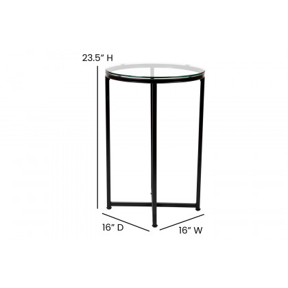 BLNK Greenwich Collection Coffee and End Table Set with Clear Glass Top 3 Piece - Matte Black