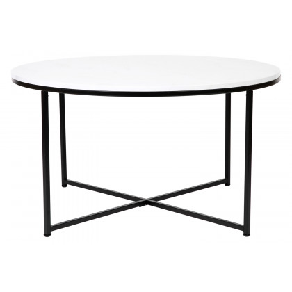 BLNK Hampstead Collection Coffee and End Table Set with White Marbled Laminate Top 3 Piece - Matte Black