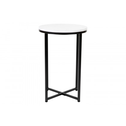 BLNK Hampstead Collection Coffee and End Table Set with White Marbled Laminate Top 3 Piece - Matte Black