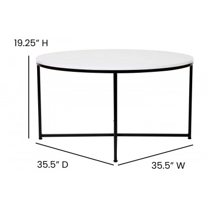 BLNK Hampstead Collection Coffee and End Table Set with White Marbled Laminate Top 3 Piece - Matte Black