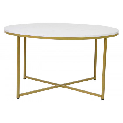 BLNK Hampstead Collection Coffee and End Table Set with White Marbled Laminate Top 3 Piece - Brushed Gold