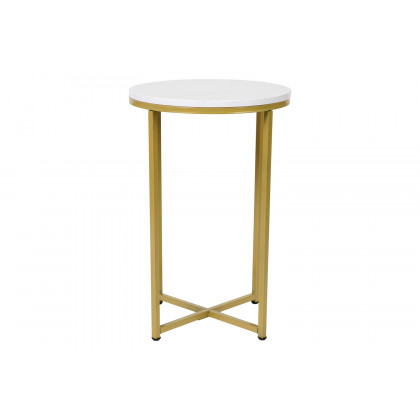 BLNK Hampstead Collection Coffee and End Table Set with White Marbled Laminate Top 3 Piece - Brushed Gold