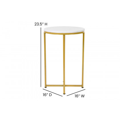 BLNK Hampstead Collection Coffee and End Table Set with White Marbled Laminate Top 3 Piece - Brushed Gold