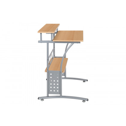 BLNK Clifton Computer Desk with Top and Lower Storage Shelves - Maple