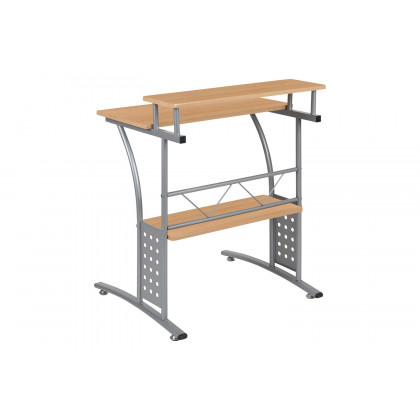 BLNK Clifton Computer Desk with Top and Lower Storage Shelves - Maple