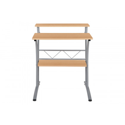 BLNK Clifton Computer Desk with Top and Lower Storage Shelves - Maple