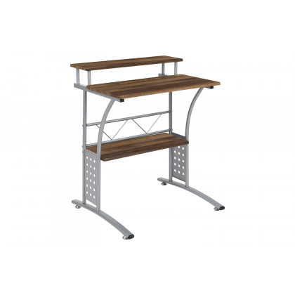 BLNK Clifton Computer Desk with Top and Lower Storage Shelves - Rustic Walnut