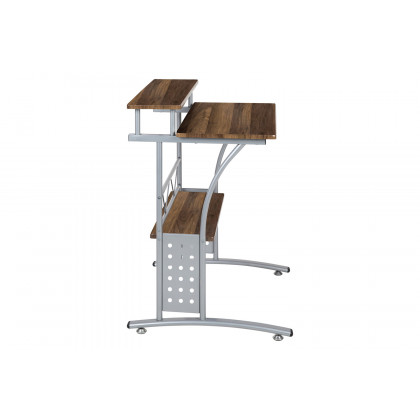 BLNK Clifton Computer Desk with Top and Lower Storage Shelves - Rustic Walnut