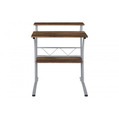BLNK Clifton Computer Desk with Top and Lower Storage Shelves - Rustic Walnut
