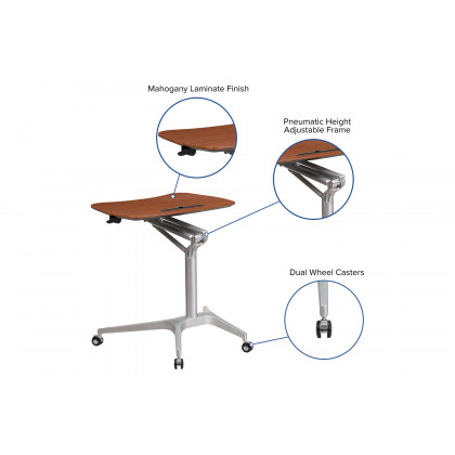 BLNK Gia Mobile Stand-Up Computer Ergonomic Desk - Mahogany