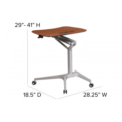 BLNK Gia Mobile Stand-Up Computer Ergonomic Desk - Mahogany