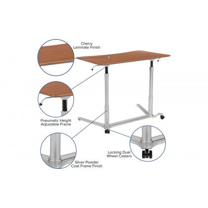 BLNK Merritt Stand-Up Computer Ergonomic Desk - Cherry