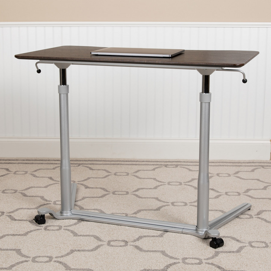 BLNK Merritt Stand-Up Computer Ergonomic Desk - Dark Wood Grain