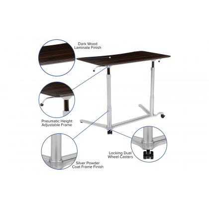 BLNK Merritt Stand-Up Computer Ergonomic Desk - Dark Wood Grain