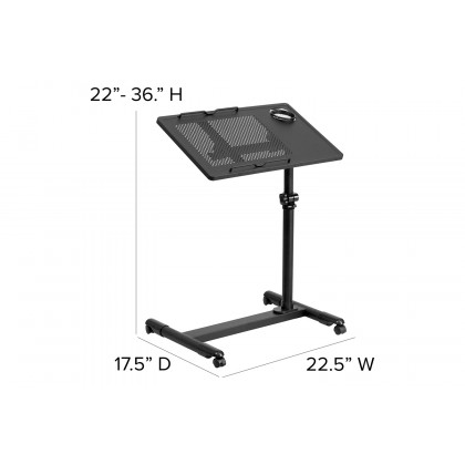 BLNK Macon Adjustable Height Steel Mobile Computer Desk - Black