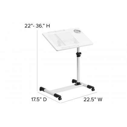 BLNK Macon Adjustable Height Steel Mobile Computer Desk - White