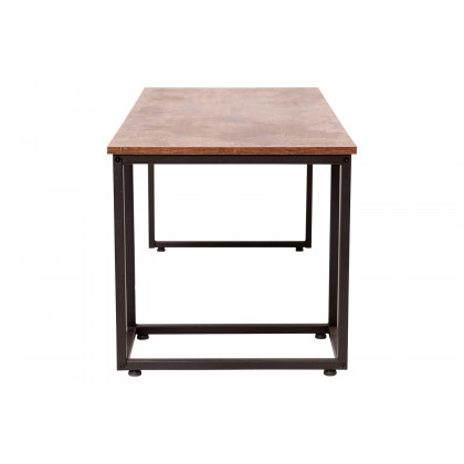 BLNK - Emerson Modern Nesting Coffee Table Set with Storage Drawer in Walnut Finish with Black Sled Base Metal Frames 2 Piece