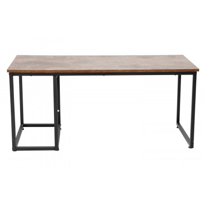 BLNK - Emerson Modern Nesting Coffee Table Set with Storage Drawer in Walnut Finish with Black Sled Base Metal Frames 2 Piece