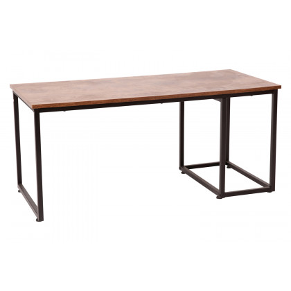 BLNK - Emerson Modern Nesting Coffee Table Set with Storage Drawer in Walnut Finish with Black Sled Base Metal Frames 2 Piece