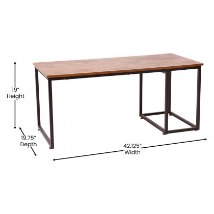 BLNK - Emerson Modern Nesting Coffee Table Set with Storage Drawer in Walnut Finish with Black Sled Base Metal Frames 2 Piece