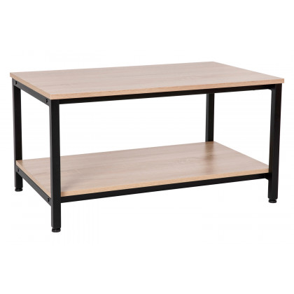 BLNK - Finley Modern Industrial 2 Tier Rectangular Metal and Driftwood Coffee Table