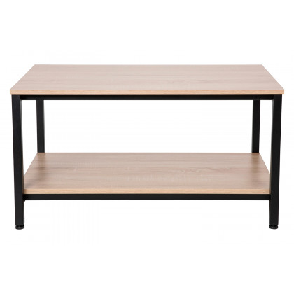 BLNK - Finley Modern Industrial 2 Tier Rectangular Metal and Driftwood Coffee Table