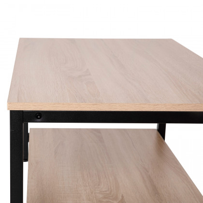BLNK - Finley Modern Industrial 2 Tier Rectangular Metal and Driftwood Coffee Table