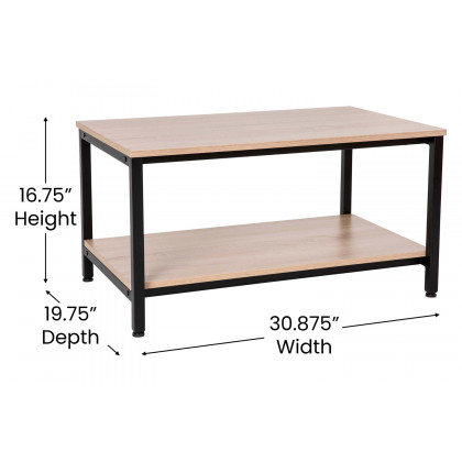 BLNK - Finley Modern Industrial 2 Tier Rectangular Metal and Driftwood Coffee Table