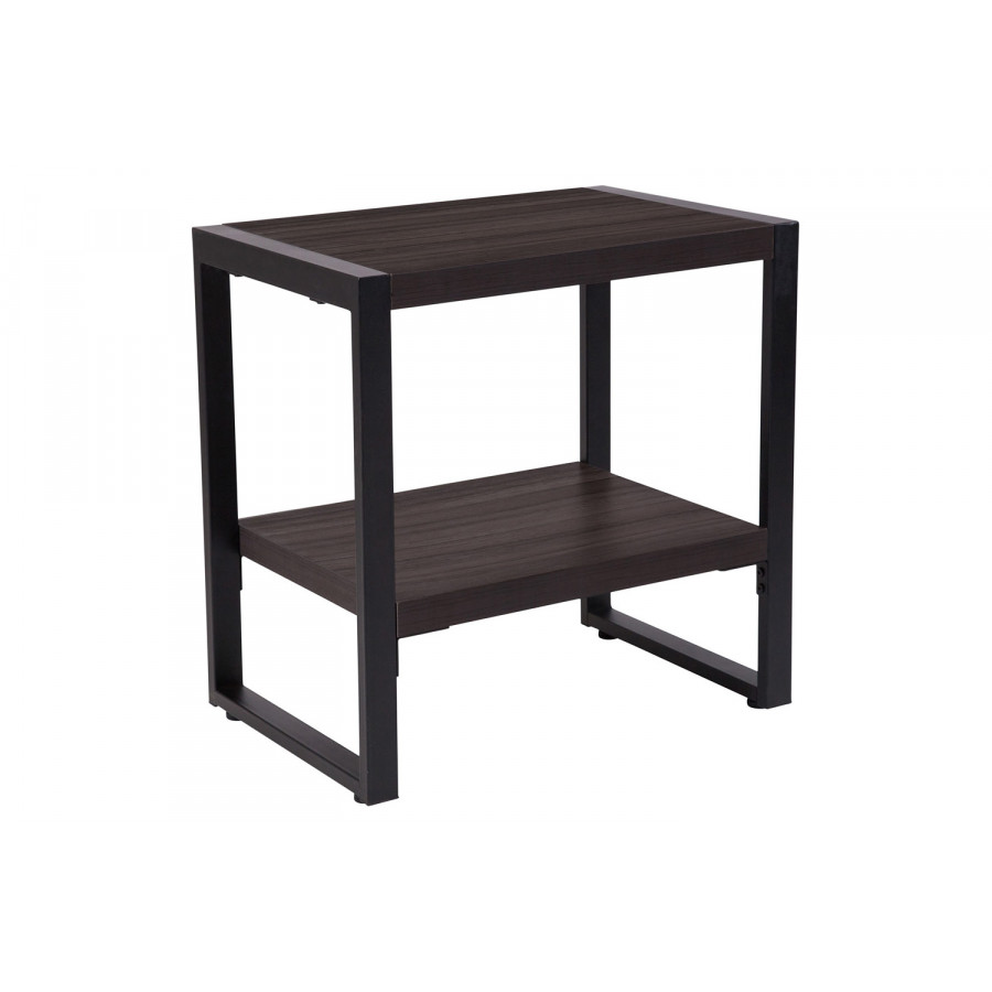 BLNK - Thompson Collection Charcoal Wood Grain Finish End Table with Black Metal Frame