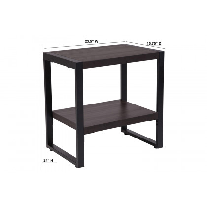 BLNK - Thompson Collection Charcoal Wood Grain Finish End Table with Black Metal Frame