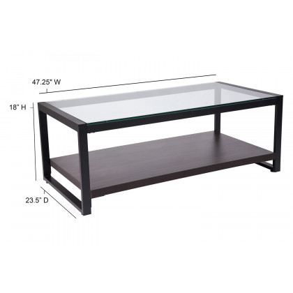 BLNK - Rosedale Glass Coffee Table with Black Metal Frame