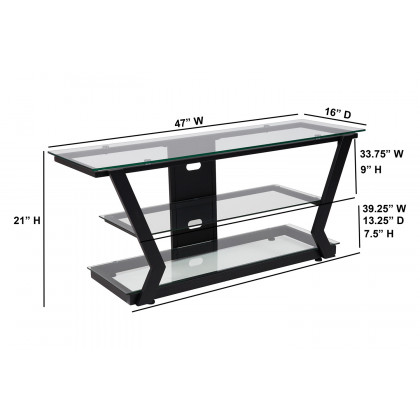 BLNK - Harbor Hills Glass TV Stand with Black Metal Frame