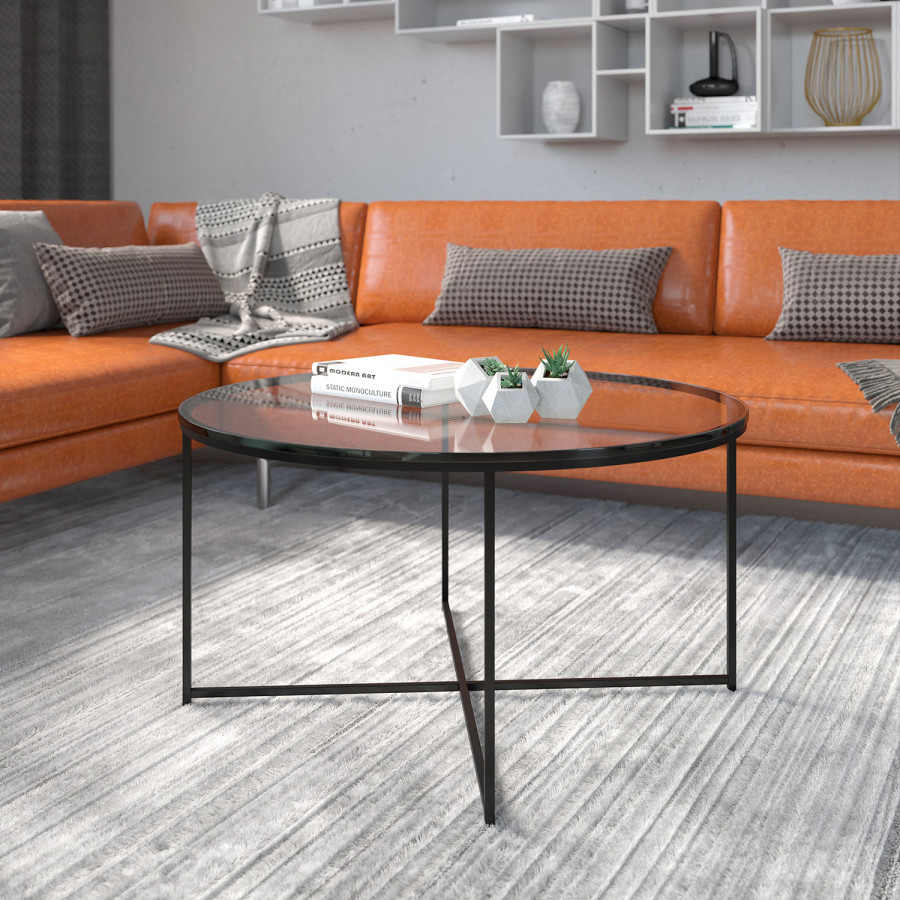 BLNK - Greenwich Collection Modern Clear Glass Accent Coffee Table