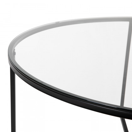BLNK Greenwich Collection Modern Clear Glass Accent Coffee Table - Matte Black