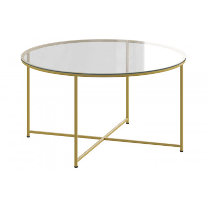 BLNK Greenwich Collection Modern Clear Glass Accent Coffee Table - Brushed Gold