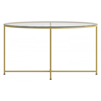 BLNK Greenwich Collection Modern Clear Glass Accent Coffee Table - Brushed Gold