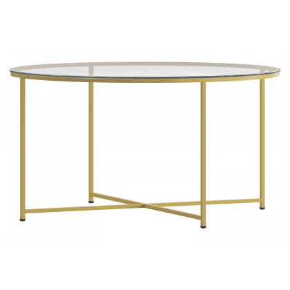 BLNK Greenwich Collection Modern Clear Glass Accent Coffee Table - Brushed Gold