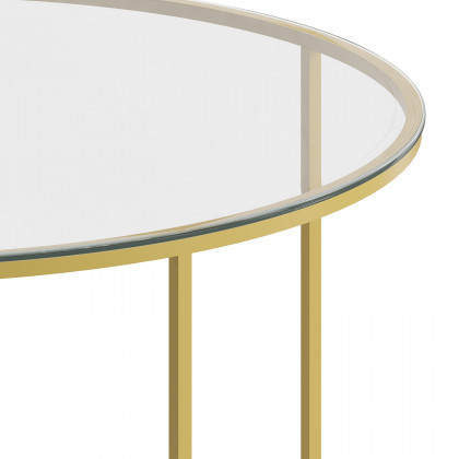 BLNK Greenwich Collection Modern Clear Glass Accent Coffee Table - Brushed Gold