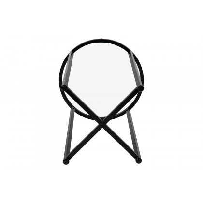 BLNK Greenwich Collection Modern Clear Glass End Table with Crisscross Frame - Matte Black