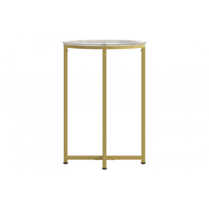 BLNK - Greenwich Collection Modern Clear Glass End Table with Crisscross Frame
