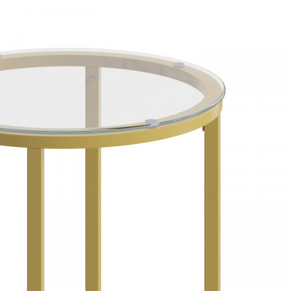 BLNK Greenwich Collection Modern Clear Glass End Table with Crisscross Frame - Brushed Gold
