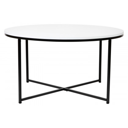 BLNK Hampstead Collection Modern White Finish Accent Coffee Table - Matte Black