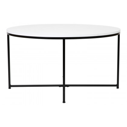 BLNK Hampstead Collection Modern White Finish Accent Coffee Table - Matte Black