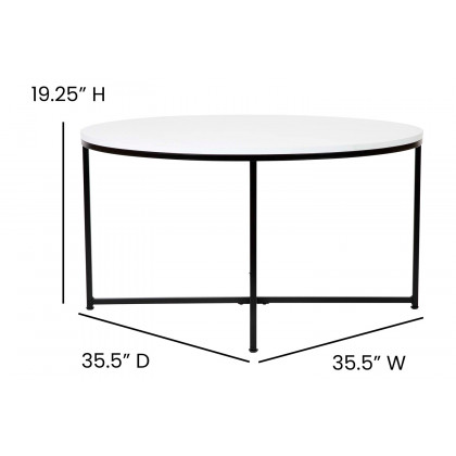BLNK Hampstead Collection Modern White Finish Accent Coffee Table - Matte Black